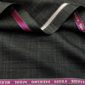 Raymond Men's Wool Checks 3.75 Meter Unstitched Suiting Fabric (Dark Grey)