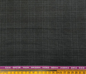 Raymond Men's Wool Checks 3.75 Meter Unstitched Suiting Fabric (Dark Grey)