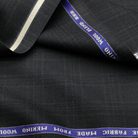 Raymond Men's Wool Checks  Unstitched Suiting Fabric (Dark Navy Blue)