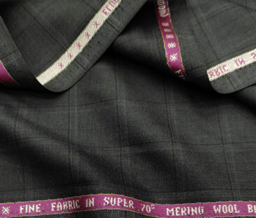 Raymond Men's Wool Checks Super 70's 1.25 Meter Unstitched Suiting Fabric (Dark Ash Grey)