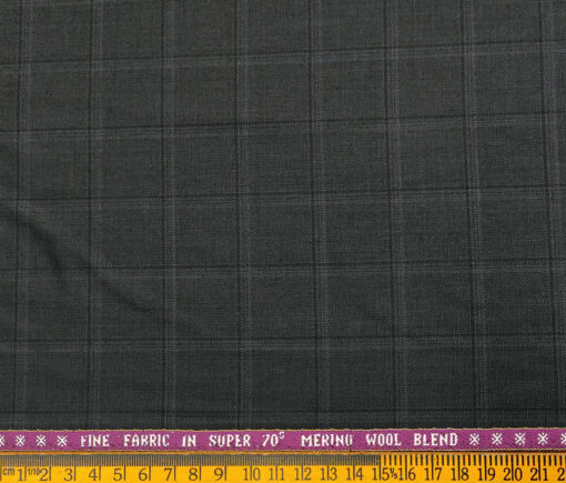 Raymond Men's Wool Checks Super 70's 1.25 Meter Unstitched Suiting Fabric (Dark Ash Grey)