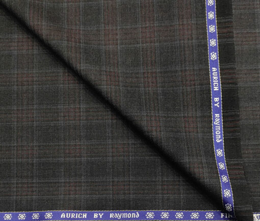 Raymond Men's Wool Checks Super 90's 3 Meter Unstitched Suiting Fabric (Blackish Grey)