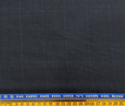 Raymond Men's Wool Checks Super 90's 1.30 Meter Unstitched Suiting Fabric (Dark Navy Blue)
