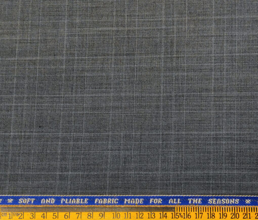 Raymond Men's Wool Checks 3.75 Meter Unstitched Suiting Fabric (Grey)