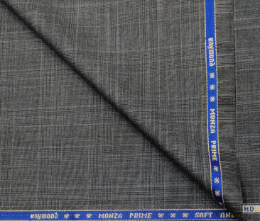 Raymond Men's Wool Checks 3.75 Meter Unstitched Suiting Fabric (Grey)