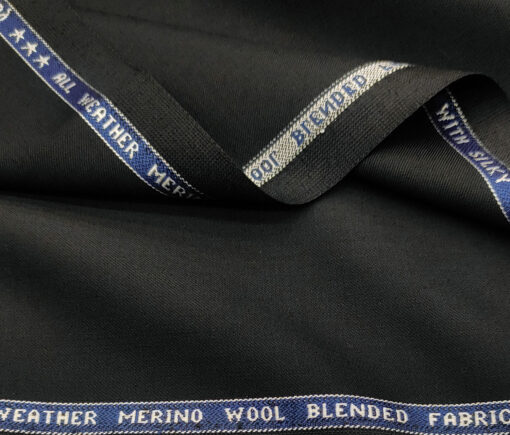 Raymond Men's Wool Solids 1.25 Meter Unstitched Suiting Fabric (Black)
