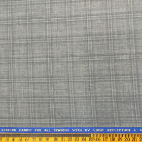 Raymond Men's Wool Checks 2 Meter Unstitched Suiting Fabric (Light Grey)