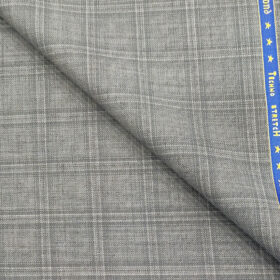 Raymond Men's Wool Checks 2 Meter Unstitched Suiting Fabric (Light Grey)