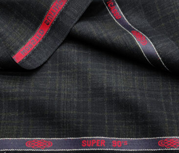 Spada Men's Wool Checks Super 90's 3.75 Meter Unstitched Suiting Fabric (Dark Blue)