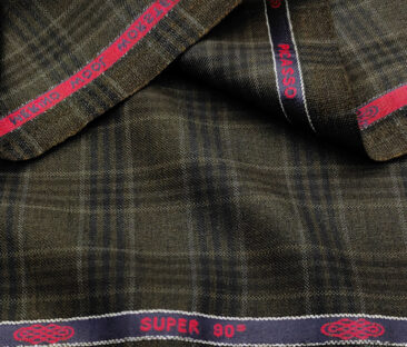 Spada Men's Wool Checks Super 90's 3.75 Meter Unstitched Suiting Fabric (Dark Brown)