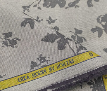 Soktas Men's Giza Cotton Self Design 2 Meter Unstitched Shirting Fabric (Silver Grey)