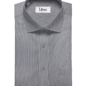 Soktas Men's Giza Cotton Striped 2 Meter Unstitched Shirting Fabric (Dark Grey)