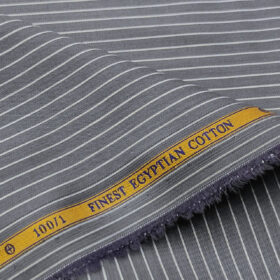 Soktas Men's Giza Cotton Striped 2 Meter Unstitched Shirting Fabric (Dark Grey)