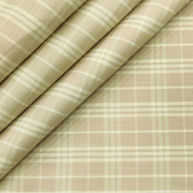 Soktas Men's Cotton Checks 2 Meter Unstitched Shirting Fabric (Oat Beige)