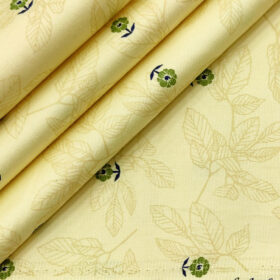 Solino Men's Cotton Printed 2.25 Meter Unstitched Shirting Fabric (Daffodil Yellow)