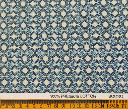 Solino Men's Cotton Printed 2.25 Meter Unstitched Shirting Fabric (Oyster Beige )