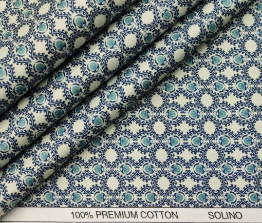 Solino Men's Cotton Printed 2.25 Meter Unstitched Shirting Fabric (Oyster Beige )