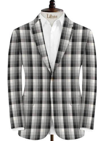 Zaccari Men's Wool Checks Super 110's  Unstitched Suiting Fabric (White) - Image 5