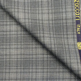 Zaccari Men's Wool Checks Super 110's 2 Meter Unstitched Suiting Fabric (Light Grey)