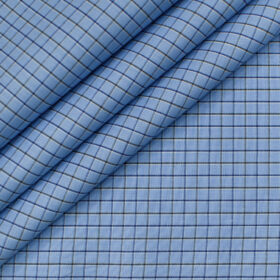 Arvind Men's Cotton Checks Unstitched Shirting Fabric (Light Blue)