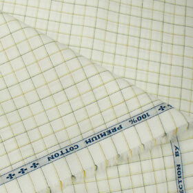 Arvind Men's Cotton Checks Unstitched Shirting Fabric (Milky White)