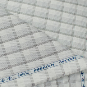 Arvind Men's Cotton Checks Unstitched Shirting Fabric (Milky White)