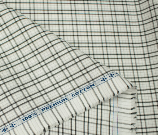 Arvind Men's Cotton Checks Unstitched Shirting Fabric (White)
