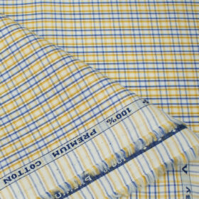 Arvind Men's Cotton Checks Unstitched Shirting Fabric (White)