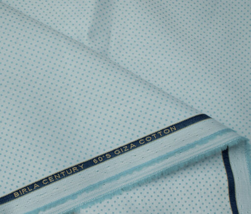 Birla Century Men's Giza Cotton Structured Unstitched Shirting Fabric (Arctic Blue)
