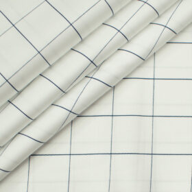 Birla Century Men's Pima Cotton Checks Unstitched Shirting Fabric (White)