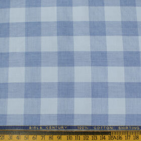Birla Century Men's Cotton Checks Unstitched Shirting Fabric (Sky Blue )