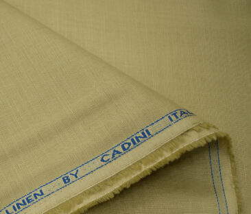 Cadini Men's Cotton Linen Solids 2.25 Meter Unstitched Shirting Fabric (Beige)