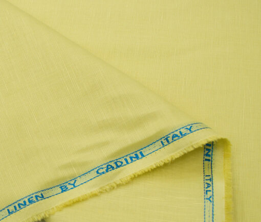 Cadini Men's Cotton Linen Solids 2.25 Meter Unstitched Shirting Fabric (Daffodil Yellow)