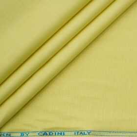 Cadini Men's Cotton Linen Solids 2.25 Meter Unstitched Shirting Fabric (Daffodil Yellow)