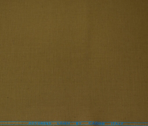 Cadini Men's Cotton Linen Solids 2.25 Meter Unstitched Shirting Fabric (Dark Peanut Brown )