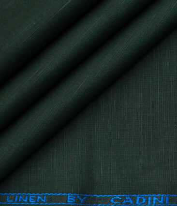 Cadini Men's Cotton Linen Solids  Unstitched Shirting Fabric (Dark Pine Green)