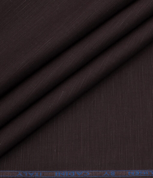 Cadini Men's Cotton Linen Solids 2.25 Meter Unstitched Shirting Fabric (Dark Wine)