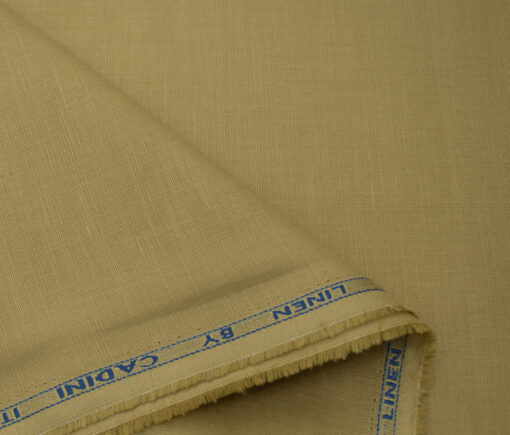 Cadini Men's Cotton Linen Solids 2.25 Meter Unstitched Shirting Fabric (Fawn Beige )