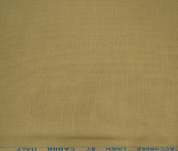 Cadini Men's Cotton Linen Solids 2.25 Meter Unstitched Shirting Fabric (Fawn Beige )