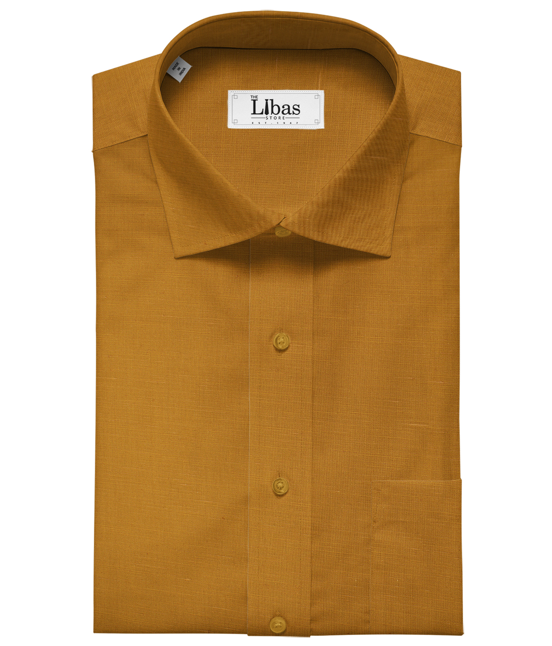 Cadini Men's Cotton Linen Solids Unstitched Shirting Fabric (Honey Orange)