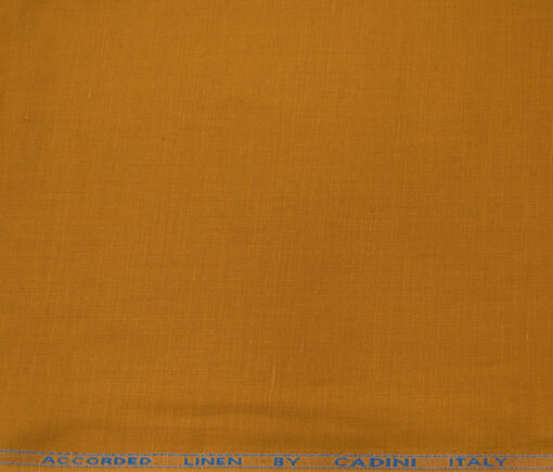 Cadini Men's Cotton Linen Solids 2.25 Meter Unstitched Shirting Fabric (Honey Orange)