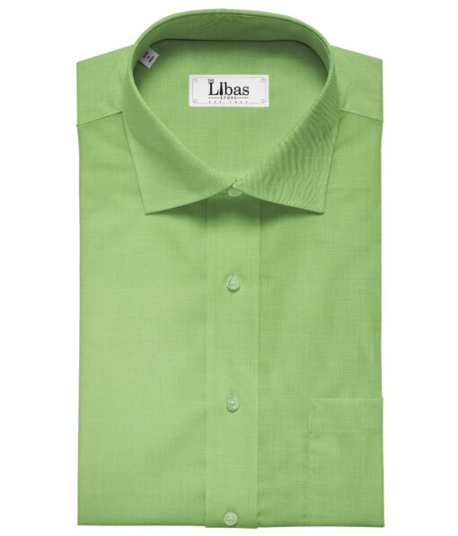 Cadini Men's Cotton Linen Solids 2.25 Meter Unstitched Shirting Fabric (Lime Green)