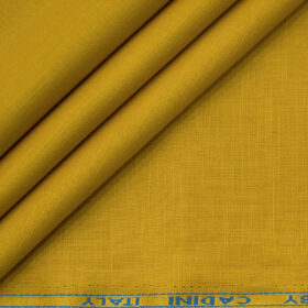 Cadini Men's Cotton Linen Solids 2.25 Meter Unstitched Shirting Fabric (Medallion Yellow)
