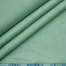 Cadini Men's Cotton Linen Solids 2.25 Meter Unstitched Shirting Fabric (Mint Green)