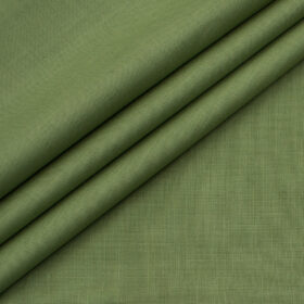 Cadini Men's Cotton Linen Solids 2.25 Meter Unstitched Shirting Fabric (Olive Green)