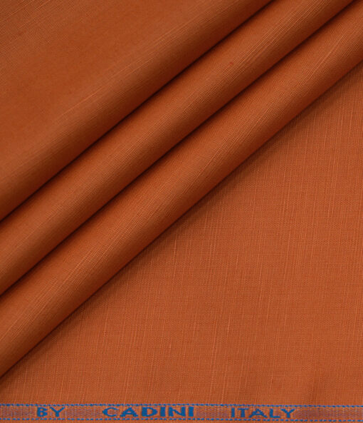 Cadini Men's Cotton Linen Solids 2.25 Meter Unstitched Shirting Fabric (Orange)