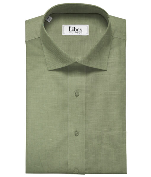 Cadini Men's Cotton Linen Solids 2.25 Meter Unstitched Shirting Fabric (Pista Green)