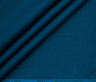 Cadini Men's Cotton Linen Solids 2.25 Meter Unstitched Shirting Fabric (Royal Blue)