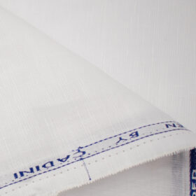 Cadini Men's Cotton Linen Solids 3.50 Meter Unstitched Shirting Fabric (White)