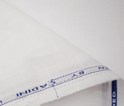 Cadini Men's Cotton Linen Solids 3.50 Meter Unstitched Shirting Fabric (White)